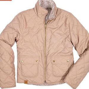 NWT Simply Southern Women's Reversible‎ Quilted Sherpa Jacket Camel Size Large